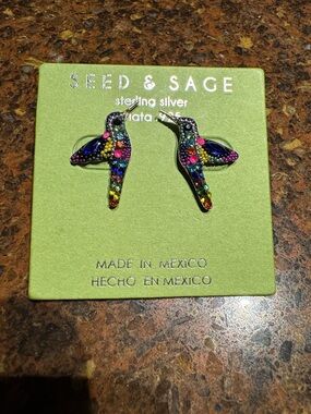 Seed & Sage Multicolor Hummingbird Sterling Silver Earrings